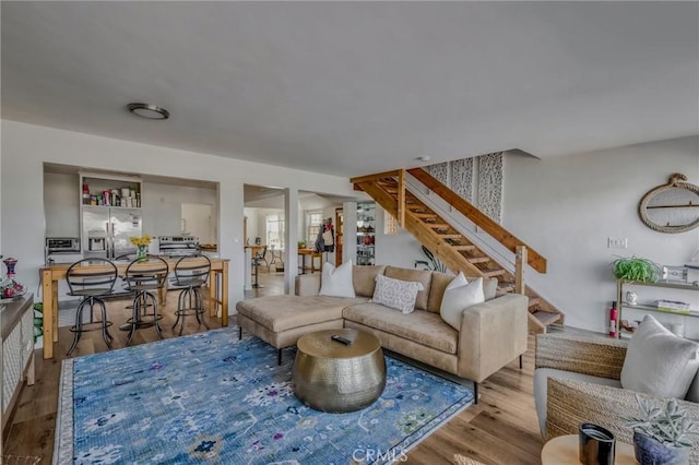 living room with hardwood / wood-style flooring