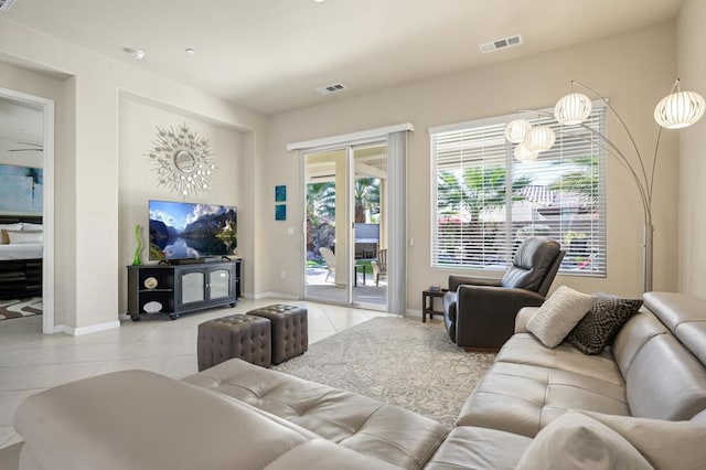 view of tiled living room