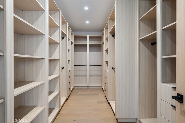 spacious closet with light wood finished floors