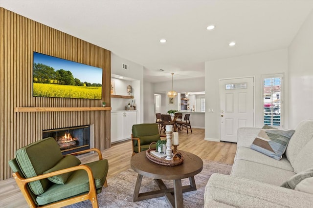 living room featuring light wood-type flooring