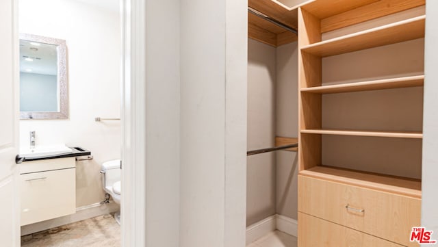 walk in closet featuring sink