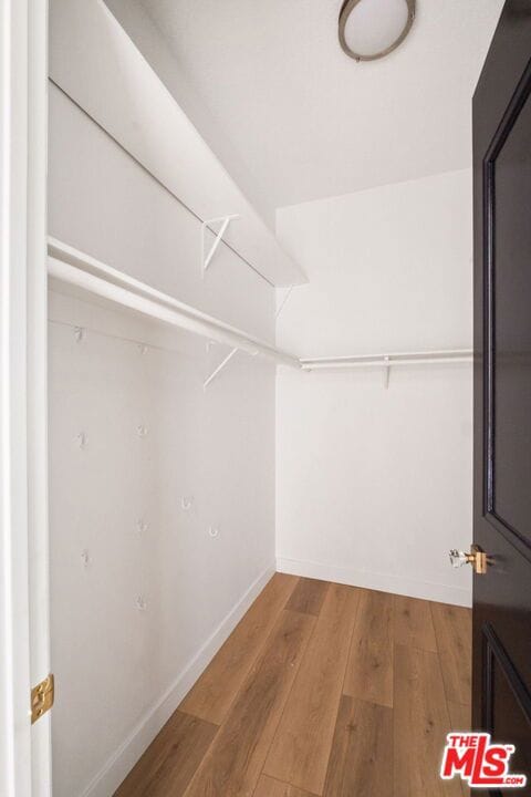 walk in closet featuring wood-type flooring