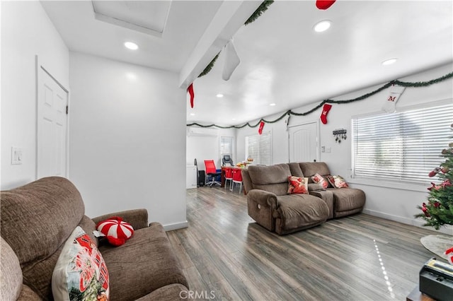 living room with wood-type flooring