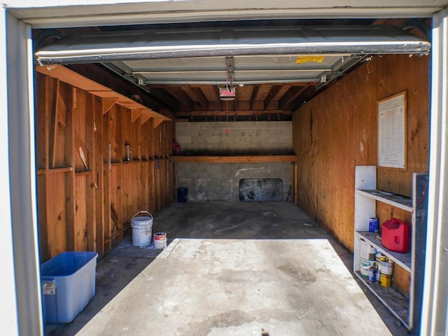 garage with a garage door opener