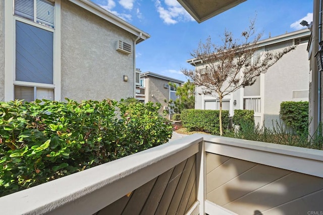 balcony with a wall mounted AC