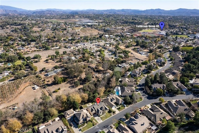 bird's eye view with a mountain view