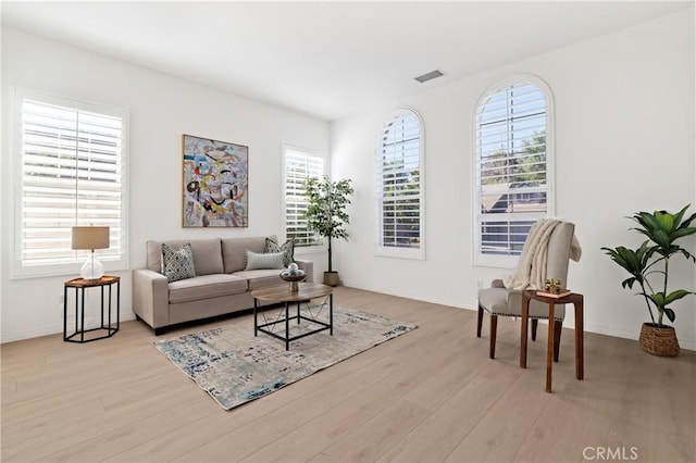 living room featuring light wood-type flooring