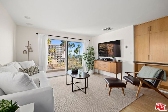 living room featuring light hardwood / wood-style floors