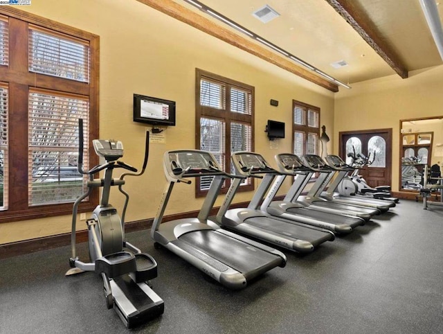 exercise room featuring a wealth of natural light