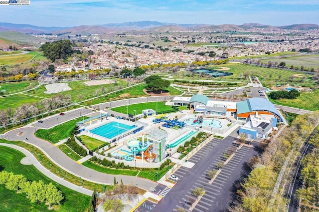 bird's eye view featuring a mountain view