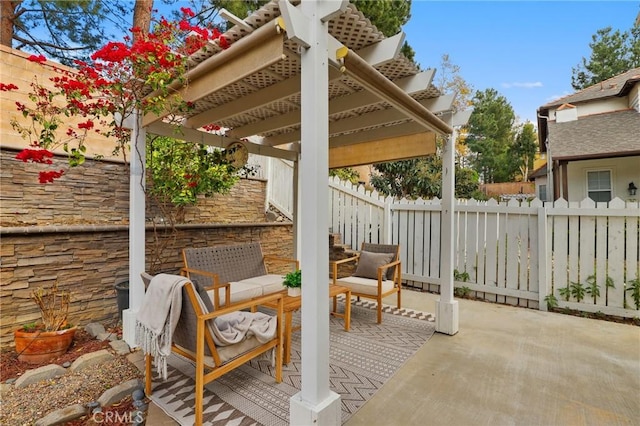 view of patio featuring a pergola