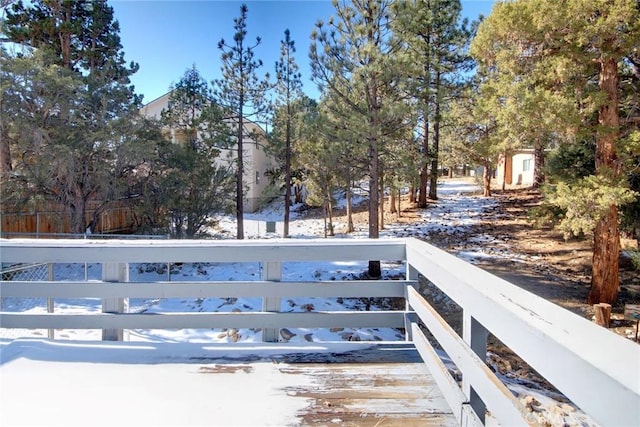 view of yard covered in snow