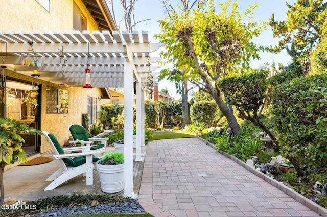 view of patio / terrace with a pergola