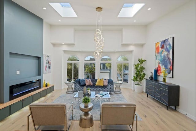 living room with light hardwood / wood-style floors