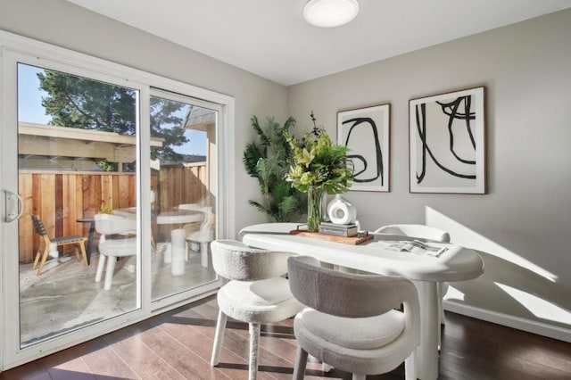 dining area featuring wood-type flooring