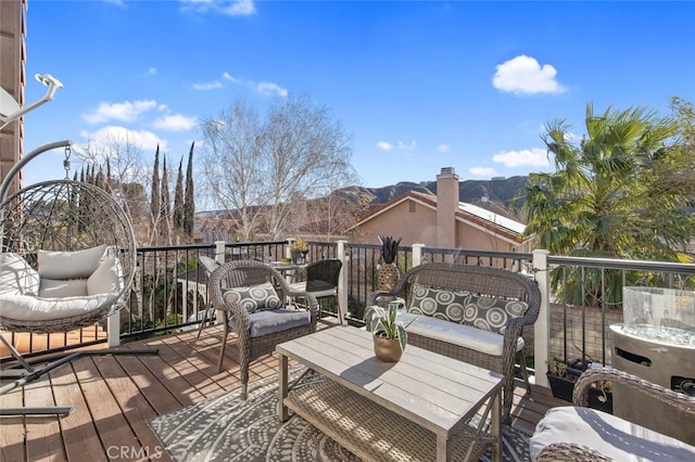 deck with a mountain view