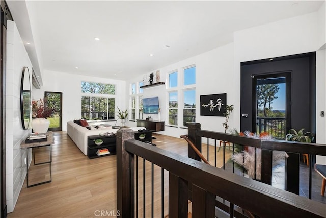 living room featuring light hardwood / wood-style floors