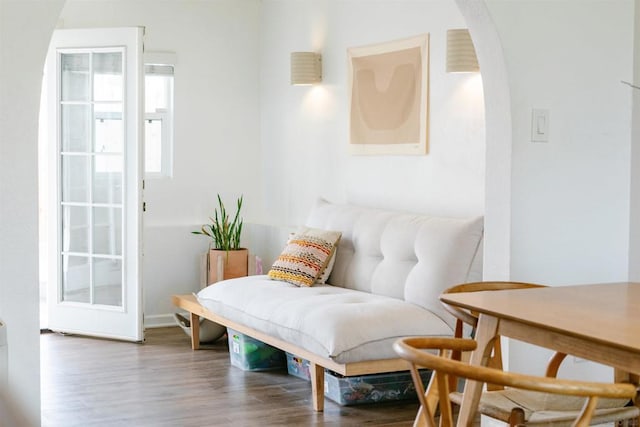 sitting room featuring hardwood / wood-style floors