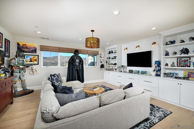 living room featuring light wood-type flooring