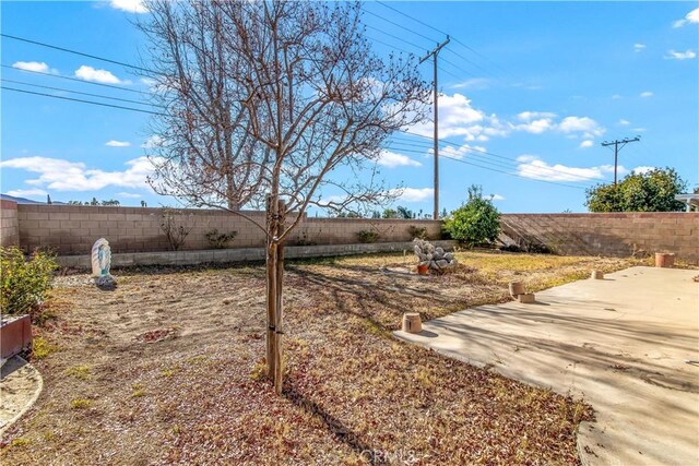 view of yard with a patio area