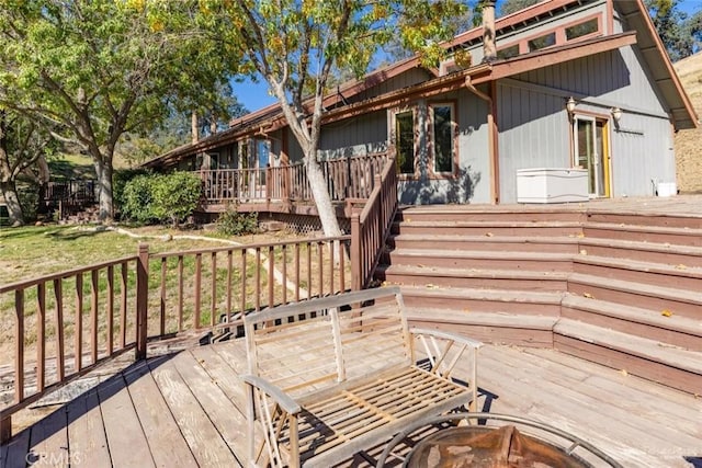 deck with a fire pit