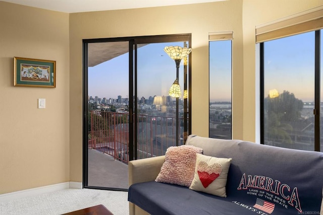 living room with carpet floors