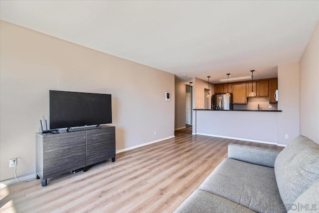 living room with light hardwood / wood-style floors