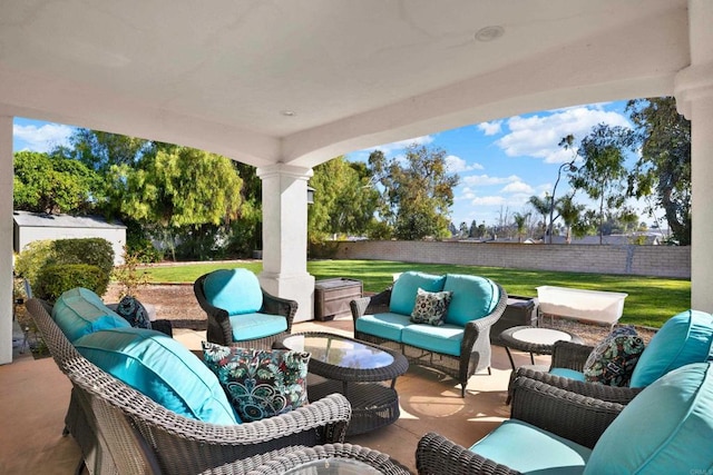 view of patio / terrace with an outdoor hangout area