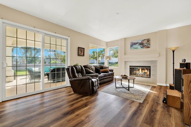 living room with hardwood / wood-style floors