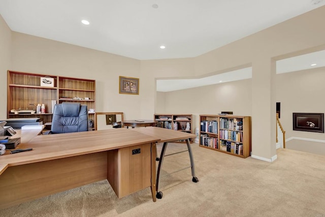 view of carpeted home office