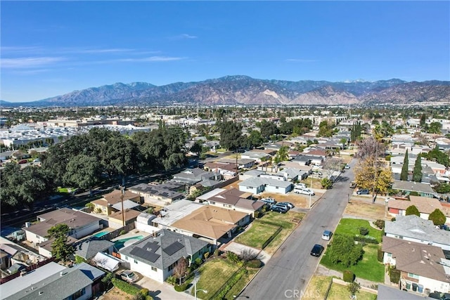 drone / aerial view with a mountain view