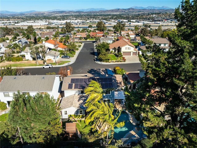 bird's eye view with a mountain view