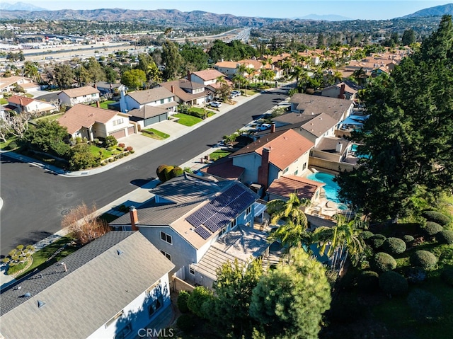 aerial view with a mountain view