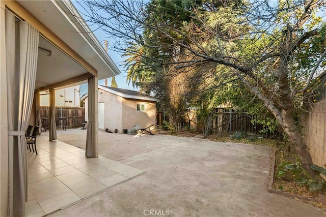 view of patio / terrace featuring an outdoor structure