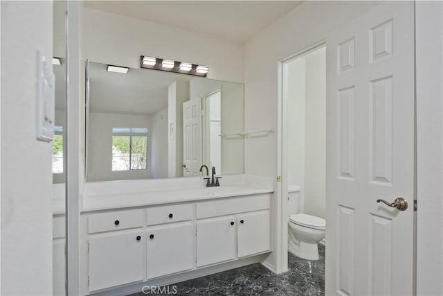 bathroom with toilet and vanity