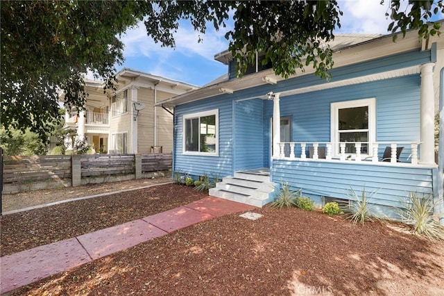 view of front of home featuring covered porch