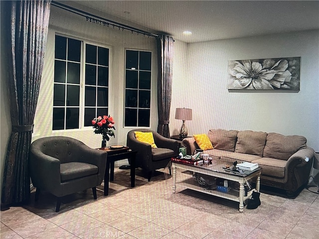 view of tiled living room