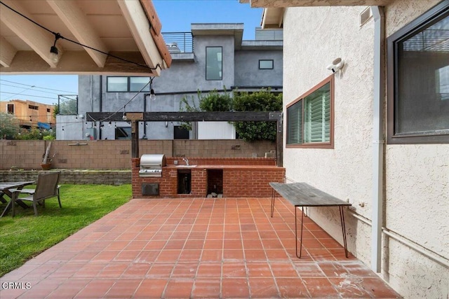 view of patio / terrace featuring an outdoor kitchen and area for grilling