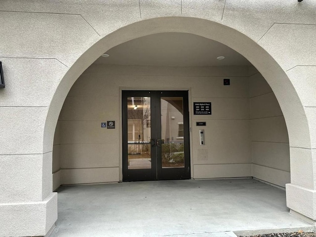 view of exterior entry with french doors