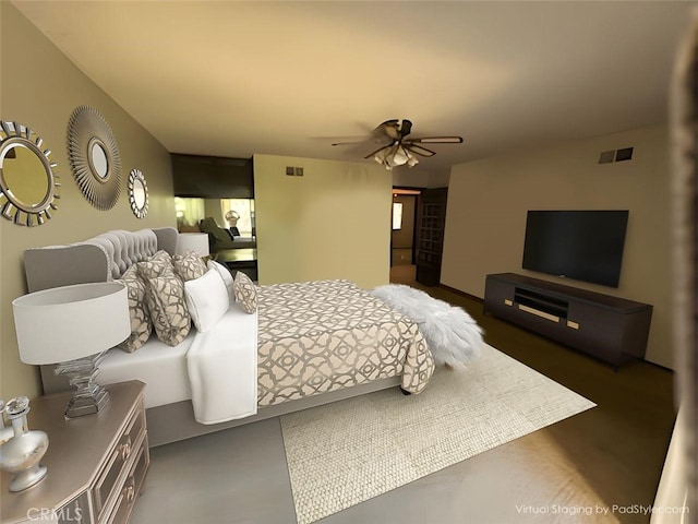 bedroom featuring ceiling fan