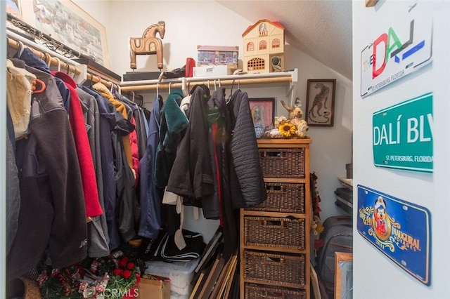 spacious closet featuring lofted ceiling