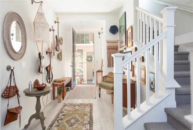 interior space with light hardwood / wood-style flooring