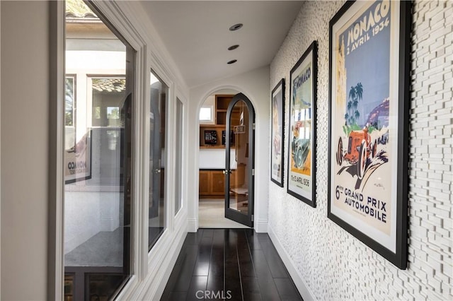 hall featuring dark hardwood / wood-style flooring