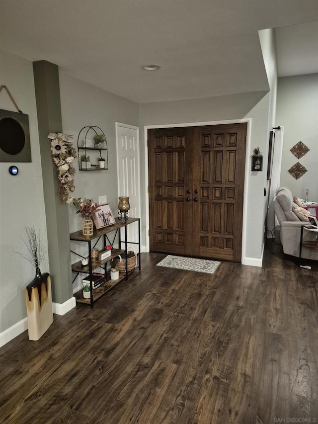 foyer entrance with dark hardwood / wood-style floors