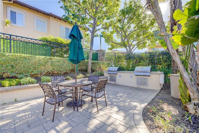 view of patio with grilling area and area for grilling