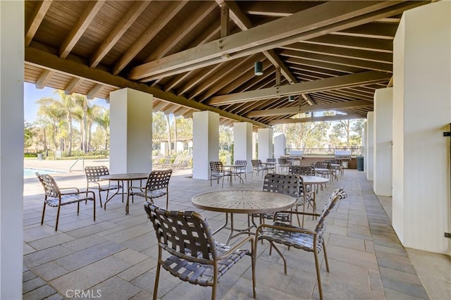 view of patio featuring a gazebo