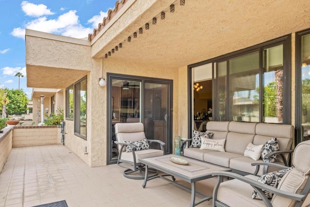 view of patio with an outdoor living space