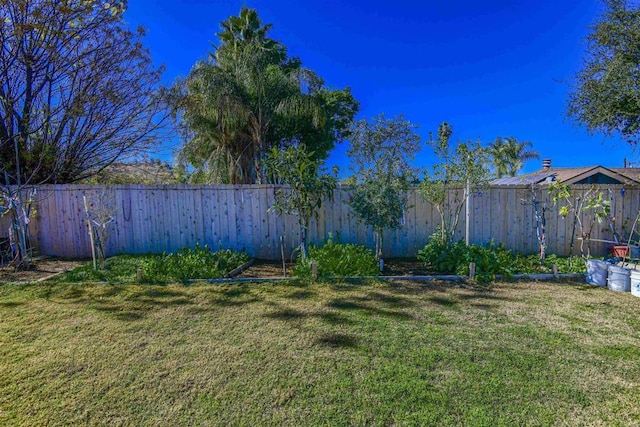 view of yard featuring a fenced backyard