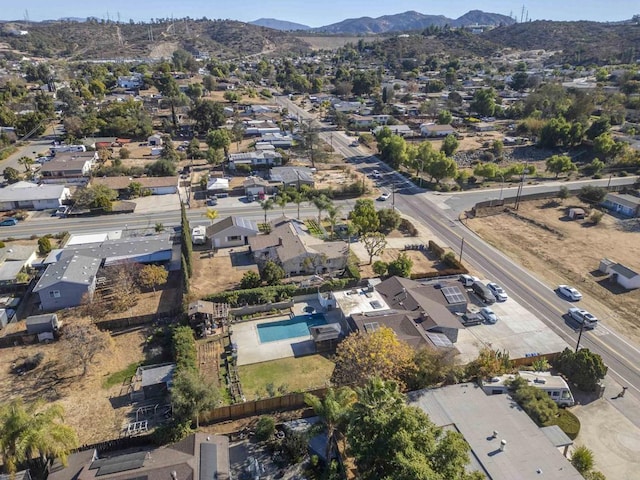 aerial view with a residential view and a mountain view