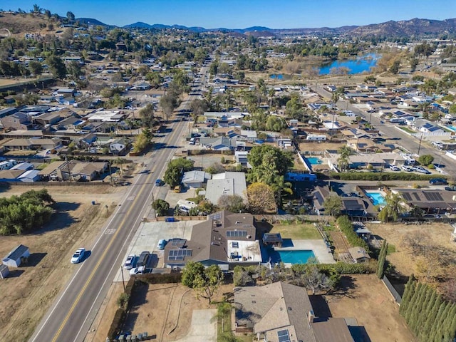 drone / aerial view with a mountain view